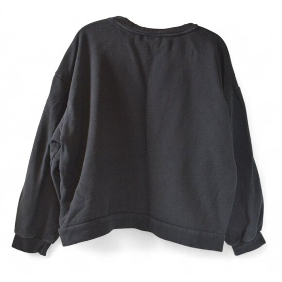 H&M Women’s Black Pullover Sweatshirt XL Gold Button Shoulder Crewneck - Picture 3 of 3